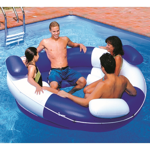 84" Water Sports Inflatable Blue and White Sofa Island Swimming Pool Lounger