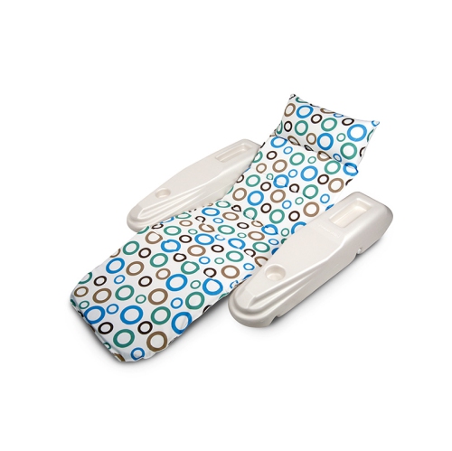 62" White and Blue Rio Sun Mod Dots Adjustable Floating Pool Chaise Lounge