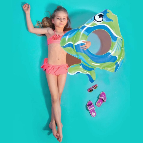 31" Green Inflatable Fish Children's Swim Ring Tube Float