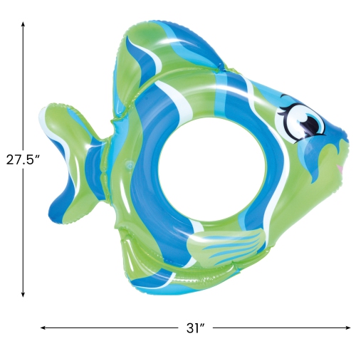 31" Green Inflatable Fish Children's Swim Ring Tube Float