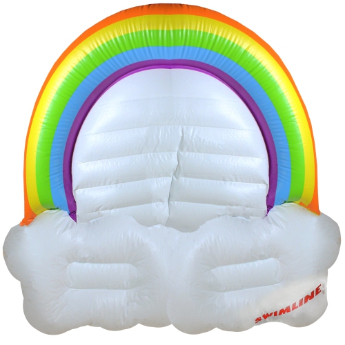 Inflatable Rainbow and Clouds Swimming Pool Float Island, 68-Inch