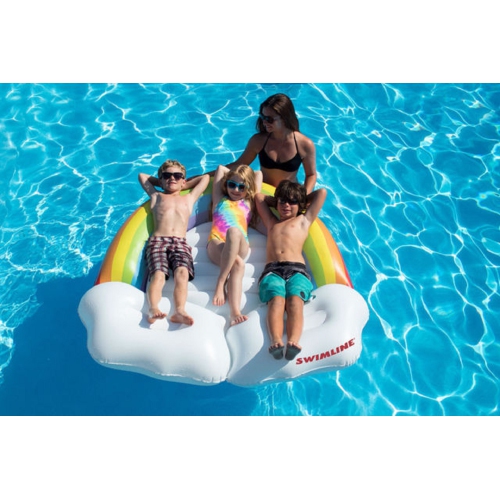 Inflatable Rainbow and Clouds Swimming Pool Float Island, 68-Inch