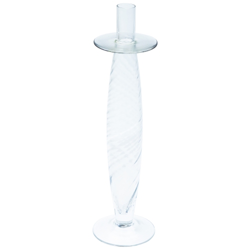 16" Clear Swirled Glass Taper Candle Holder