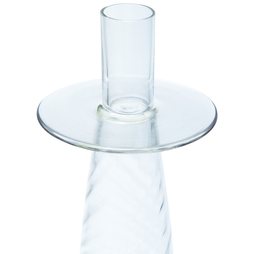 16" Clear Swirled Glass Taper Candle Holder