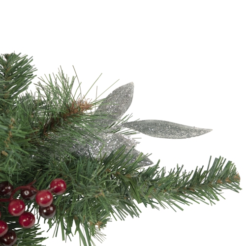 32" Frosted Pine Cone and Berries Artificial Christmas Candle Holder Centerpiece