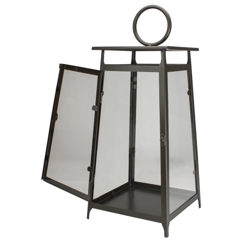 20" Brown Rustic Candle Lantern With a Latch Hook Lock Tabletop Decor