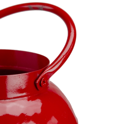 10-Inch Red Snowflake Cutout Christmas Candle Lantern- Metal