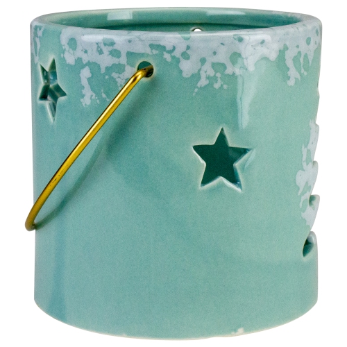 3.75" Green Christmas Tree Cut Out Tea Light Candle Holder