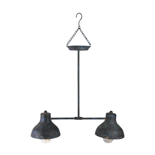 GERSON  19.75" And Black Distressed Decorative Lighted Hanging Lantern In Blue