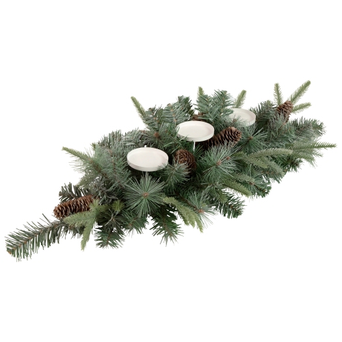 32" Artificial Mixed Pine and Pine Cones Christmas Candle Holder Centerpiece