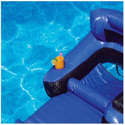 55" Inflatable Blue and Black Ultimate Floating Swimming Pool Chair Lounger