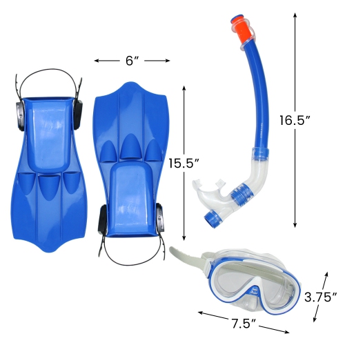 16.5" Blue and Clear Swimming Pool Snorkeling Set - Medium