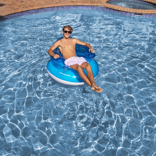 43" Inflatable Transparent Blue Swimming Pool Bubble Chair