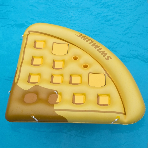 82" Yellow and Brown Waffle Slice Inflatable Swimming Pool Raft
