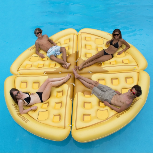 82" Yellow and Brown Waffle Slice Inflatable Swimming Pool Raft