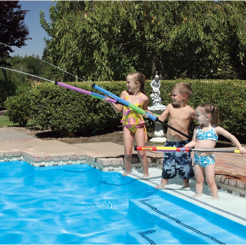 33" Blue and Yellow Aqua Fun Water Pop Power Water Launcher Swimming Pool Squirter Toy