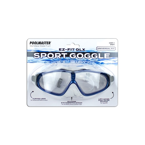 Lunettes de natation de sport EZ Fit DLX bleues de 7 po pour adultes et enfants