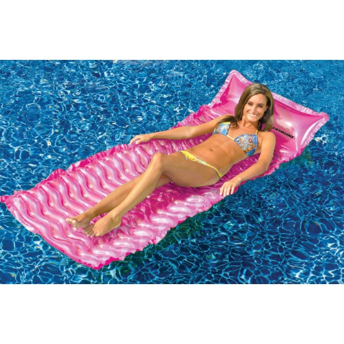 70" Inflatable Pink Bubble Swirled Swimming Pool Air Mattress Float