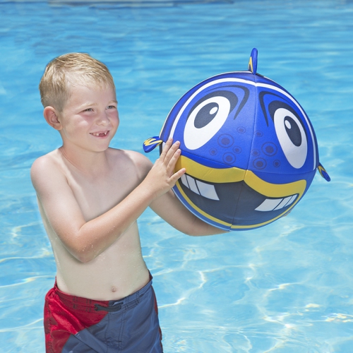 Inflatable Blue and Yellow Fish Swimming Pool and Beach Ball, 27-Inch