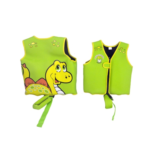 Green Intermediate Smiling Dinosaur Swim Vest for Children Ages 1-3