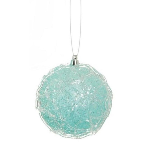 Glittered Ice Blue Shatterproof Snowy Winter Christmas Ball Ornament 3.25"