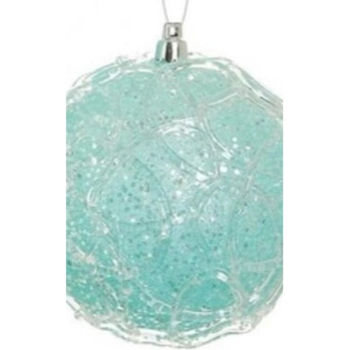 Glittered Ice Blue Shatterproof Snowy Winter Christmas Ball Ornament 3.25"