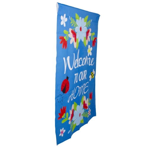 Welcome to Our Home Blue Floral Outdoor House Flag 28" x 40"