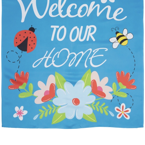 Welcome to Our Home Blue Floral Outdoor House Flag 28" x 40"