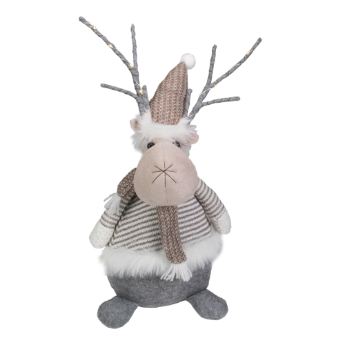 NORTHLIGHT  18" Led Lighted And Gray Knit Reindeer Christmas Figure In Brown
