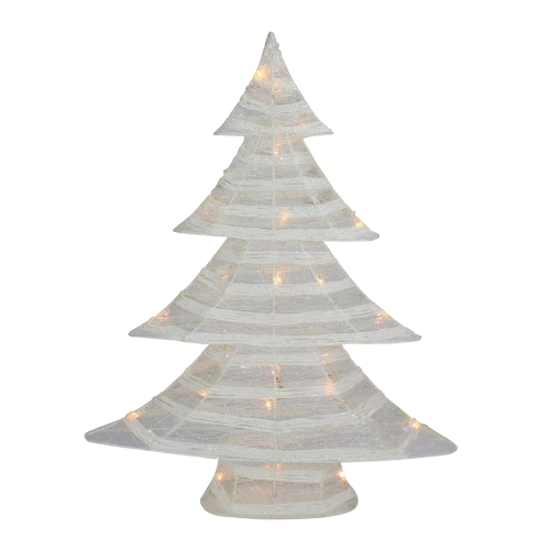 NORTHLIGHT  24.5" And Silver Battery Operated Glittered Led Christmas Tree Tabletop Decor In White