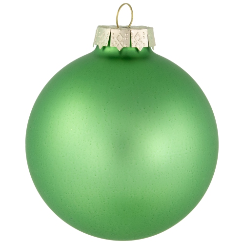 6ct Shiny and Matte Green Glass Ball Christmas Ornaments 3.25"