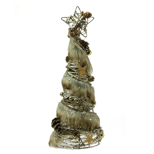 15" Brown Rustic Style Glittered Christmas Tree Tabletop Decor