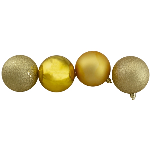 NORTHLIGHT  32Ct Vegas Shatterproof 4-Finish Christmas Ball Ornaments 3.25" (80Mm) In Gold