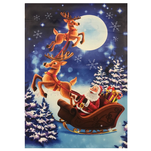 Santa and Reindeer Sleigh Ride Outdoor Garden Flag 12.5" x 18"