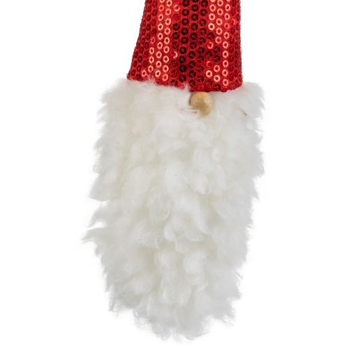 11" Red Sequin Santa Head With a Warm Hat Christmas Ornament