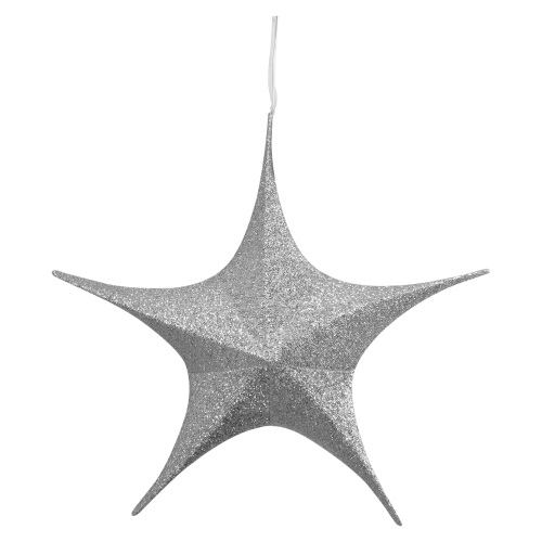 25.5" Silver Tinsel Foldable Christmas Star Outdoor Decoration