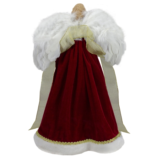 18" Red and Gold Angel in a Dress Christmas Tree Topper - Unlit