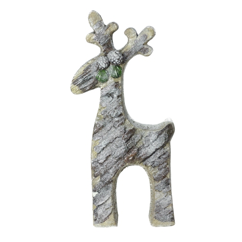 22" Gray Rustic Glittered Christmas Reindeer Tabletop Decor