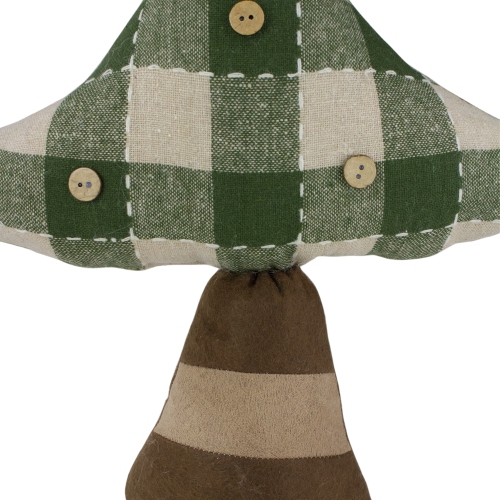 30" Tan and Green Buffalo Plaid Knit Christmas Tree Decoration