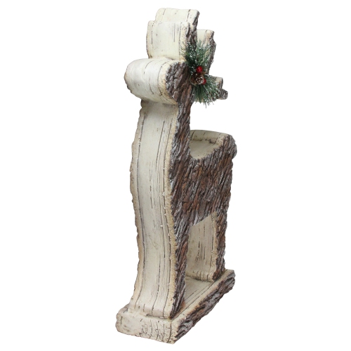 19" Brown and Silver Wood Look Deer Statue Christmas Decor
