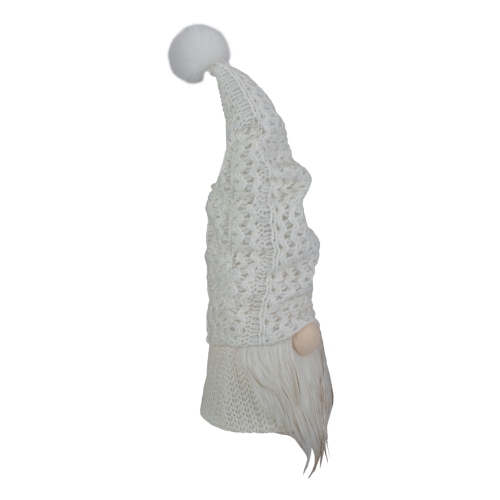 16" LED Lighted White Knit Gnome Christmas Figure
