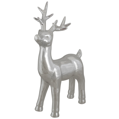 14" Metallic Silver Standing Reindeer Christmas Tabletop Decor