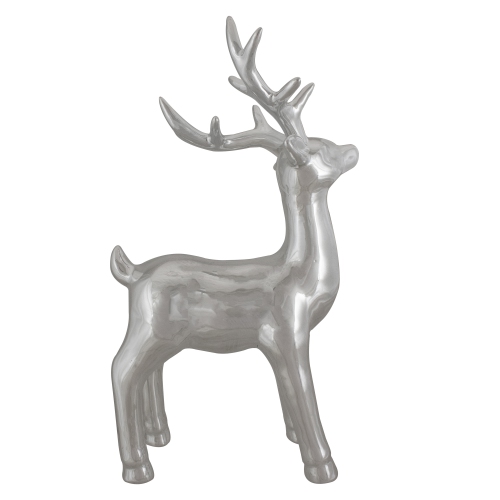 14" Metallic Silver Standing Reindeer Christmas Tabletop Decor