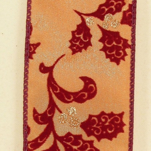 Metallic Red and Gold Swirls Wired Craft Christmas Ribbon 2" x 20 Yards