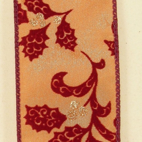 Metallic Red and Gold Swirls Wired Craft Christmas Ribbon 2" x 20 Yards