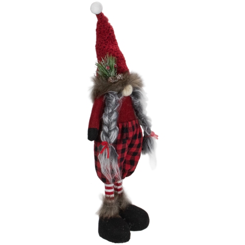 17" Red and Black Buffalo Plaid Girl Gnome Christmas Figure