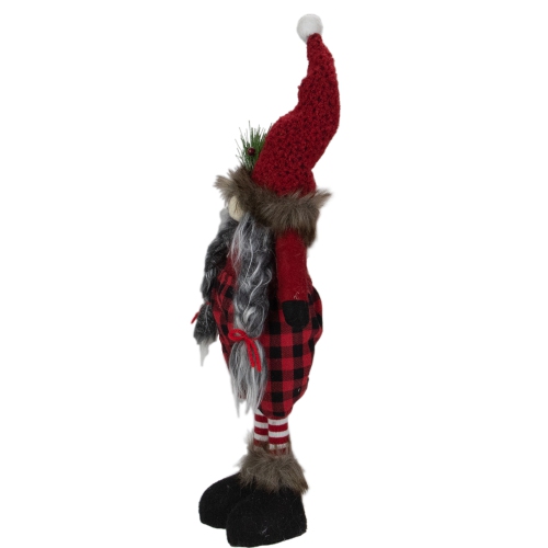 17" Red and Black Buffalo Plaid Girl Gnome Christmas Figure