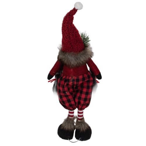 17" Red and Black Buffalo Plaid Girl Gnome Christmas Figure