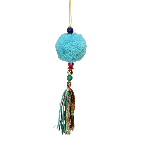 NORTHLIGHT  8" Turquoise Dangling Tassel Contemporary Hanging Christmas Ornament In Blue