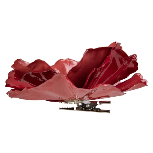 4.75" Shiny Coral Pink Poppy Clip Christmas Ornament